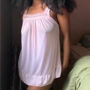 Pink Floral Mesh Babydoll Cami